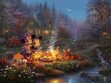 Mickey y Minnie Sweetheart Campfire TK Disney Pinturas al óleo